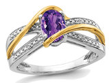 3/4 Carat (ctw) Amethyst Ring in 14K White and Yellow Gold